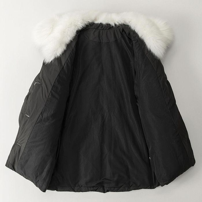 Розкішний пуховик з натуральним хутром песця куртка