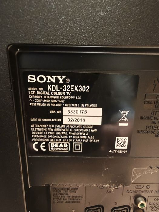 Telewizor Sony Bravia 32" KDL-32EX302 LCD digital colour, z pilotem