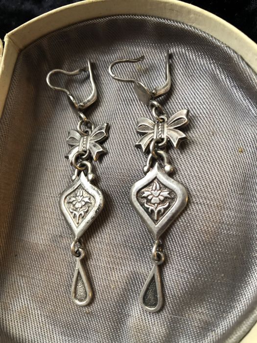 Срібні сережки Квітка папороті