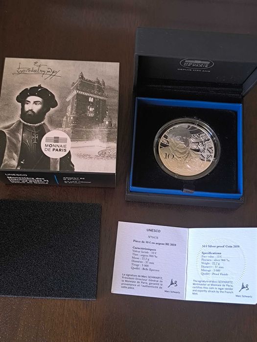 Moedas comemorativas de 10€ emitidas pela Monnaie de Paris para homonegear o Património Mundial da Unesco