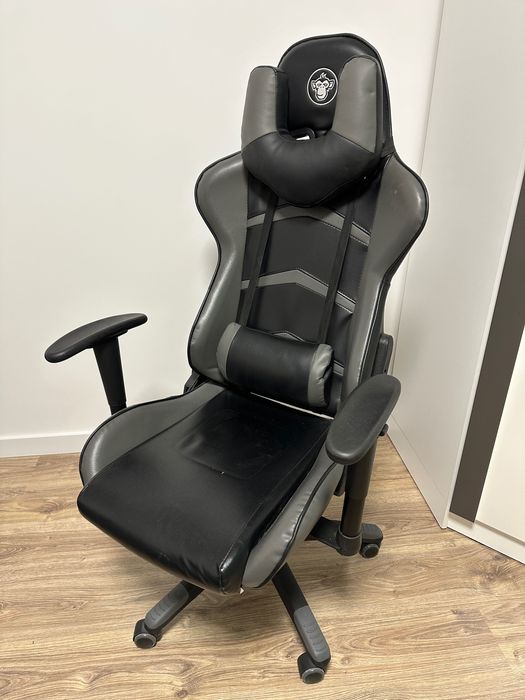 Fotel dla gracza  SILVER MONKEY SMG-400 Czarno-Szary SKÓRA