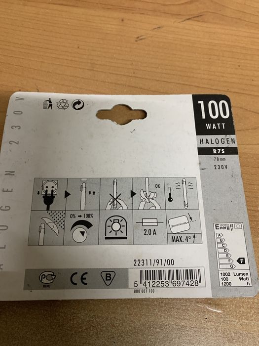 Lâmpada halogéneo tubular 230v 100w R7s 78mm