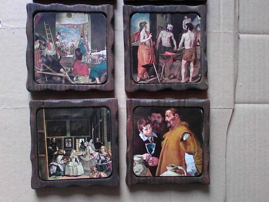 6 pequenos quadros antigos
