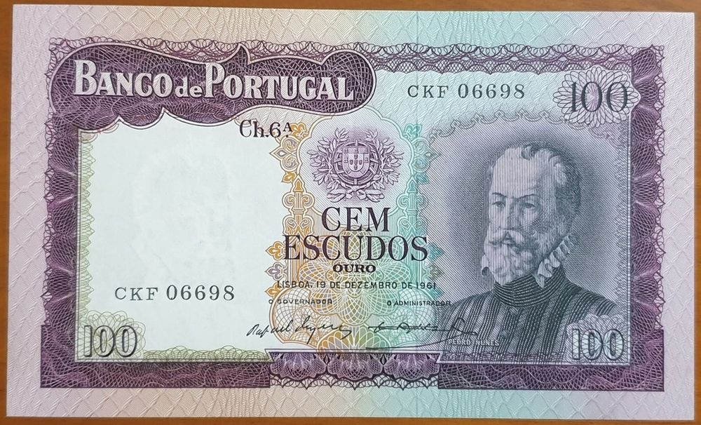 2 notas 100 escudos Pedro Nunes 1961