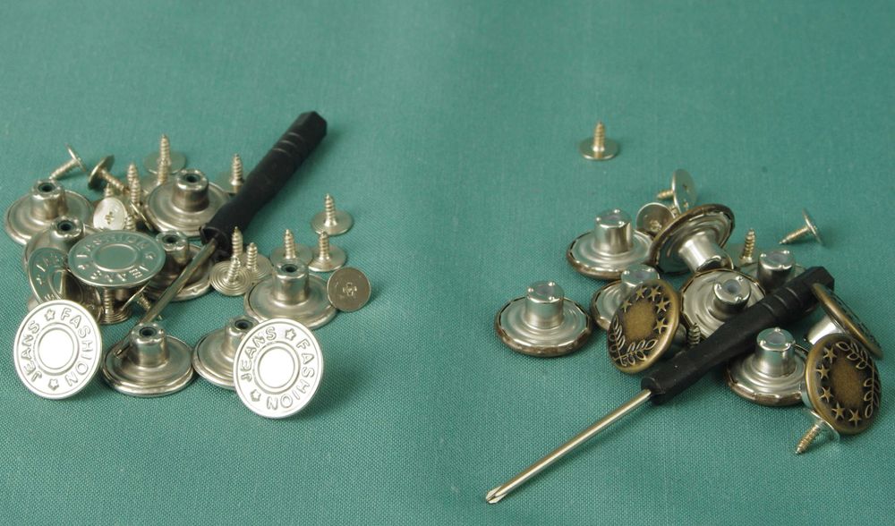 Пуговицы металлические на винтах для ремонта джинсовых вещей