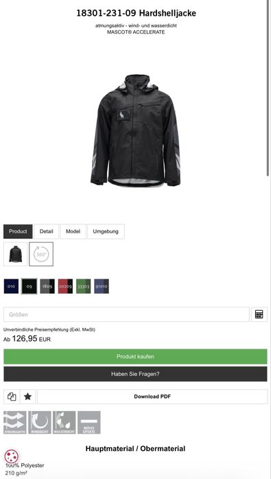 (L)Легка робоча куртка MASCOT Hardshell CORDURA®.