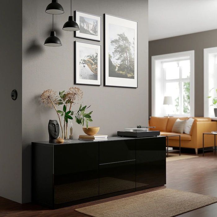 8 Portas Lacadas pretas  - Porta, brilh preto, 60x64 cm - IKEA