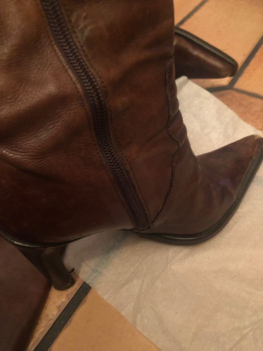 Botas de cano alto de pele genuína