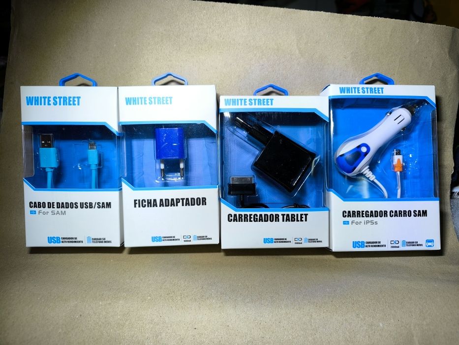 Carregadores telemóvel e cabos USB