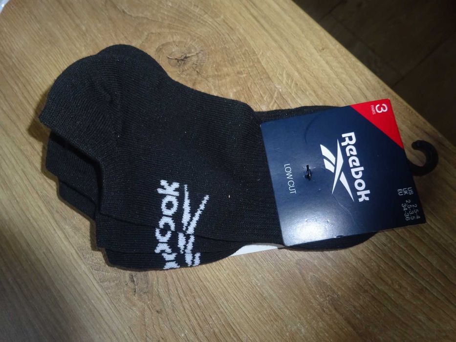 Skarpetki stopki 3-pak damskie czarne REEBOK nowe 34-36