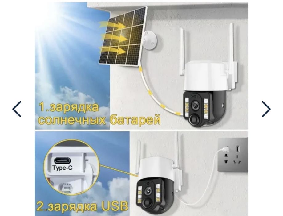Камера видеонаблюдения 4G IP сим карта поворотная сонячна панель GE427