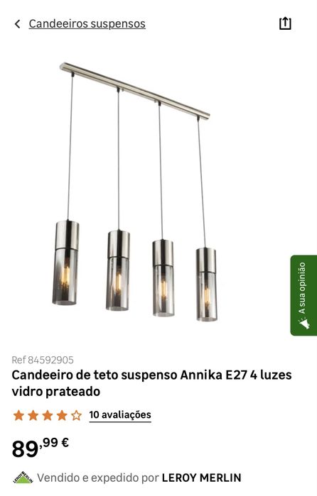 Candeeiro de teto inox e vidro espelhado