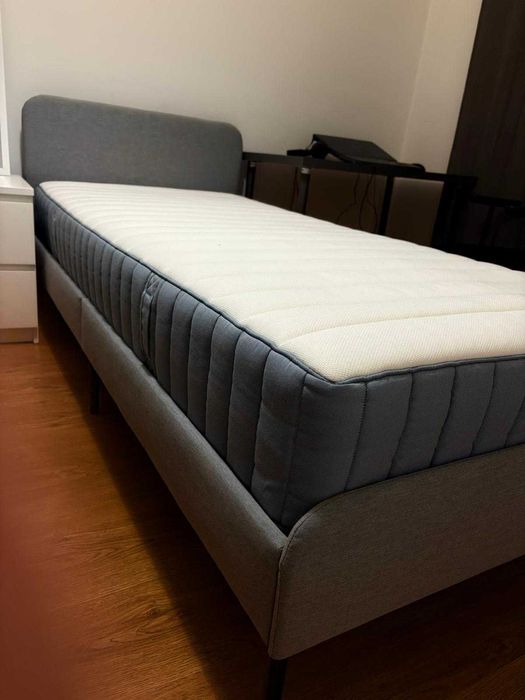 IKEA SLATTUM Estrutura de cama estofada, cinzento, 90x200 cm