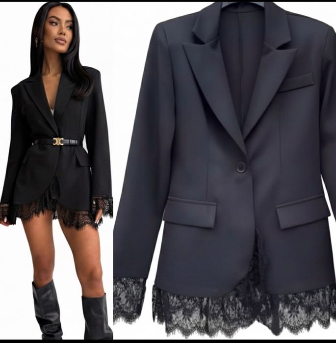 Marynarki czarne z ozdobną koronką uniwersalny