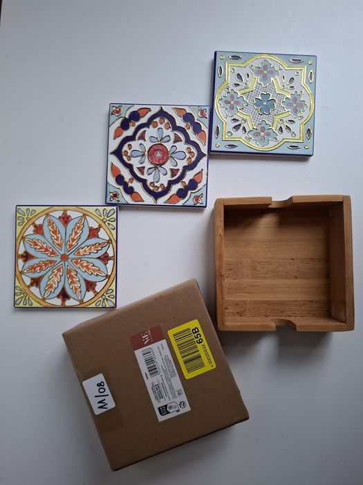 Villa d'Este zestaw 3 dekoracyjnych płytek ceramicznych 11x11cm