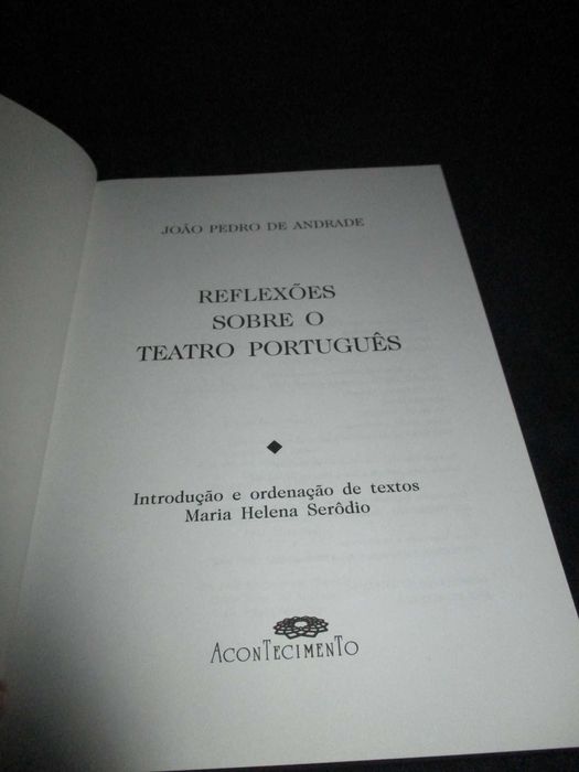 Livro Reflexões sobre o Teatro Português João Pedro de Andrade