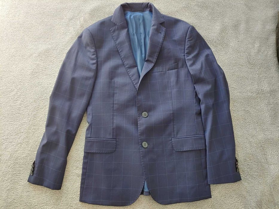 Garnitur męski granatowy w kratę Bytom