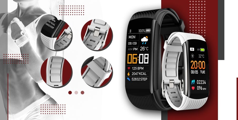 smartwatch giewont czarno biały 2 paski gw200-2