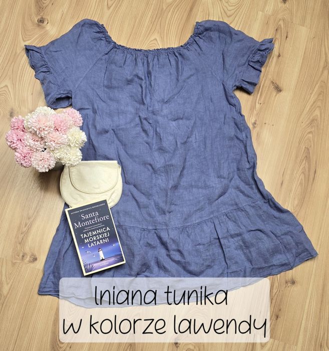 lniana tunika w kolorze lawendy