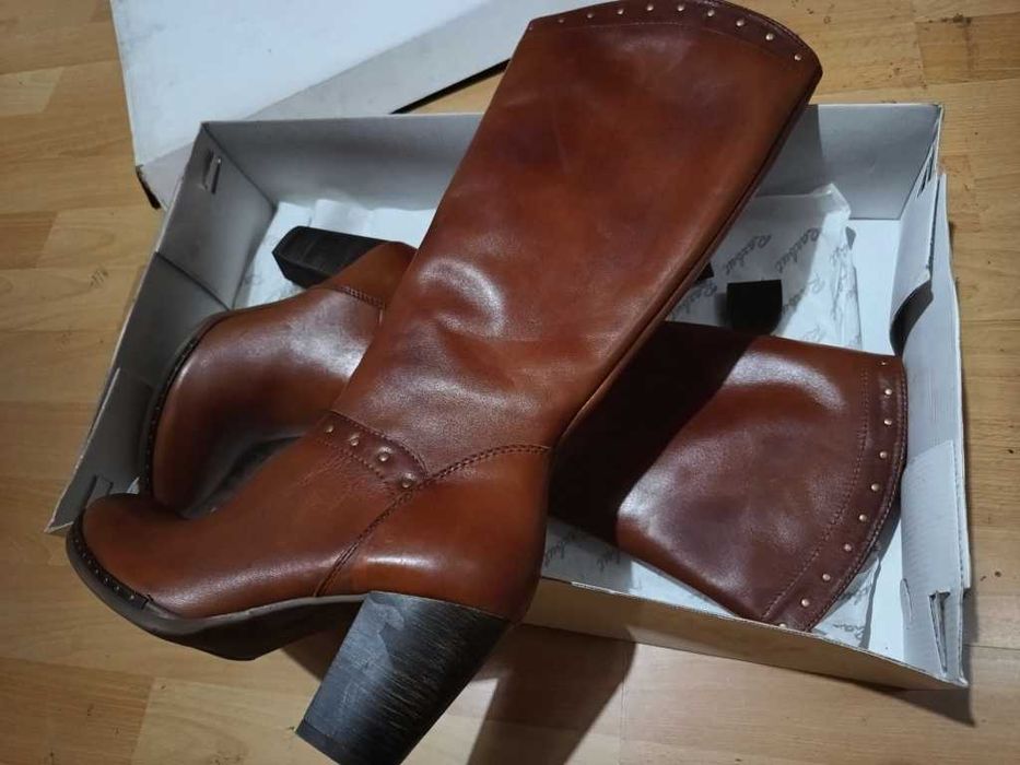 NOWE Buty Kozaki KOWBOJKI Damskie37 Skóra100% BRĄZ I-Klasa Gw6m +FLEKI