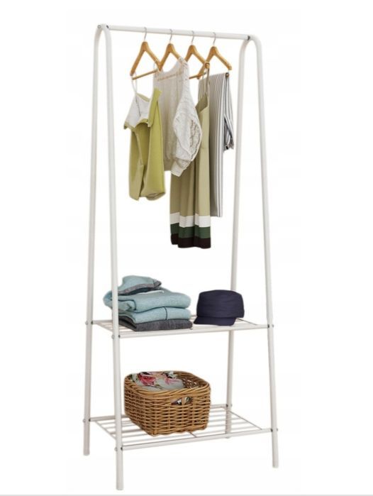 Nowy biały stojący organizer półka na ubrania buty metalowy