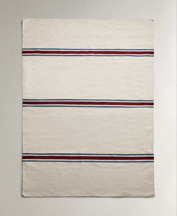(160 x 230 CM) Tapete Lã Algodão Riscas Zara Home NOVO