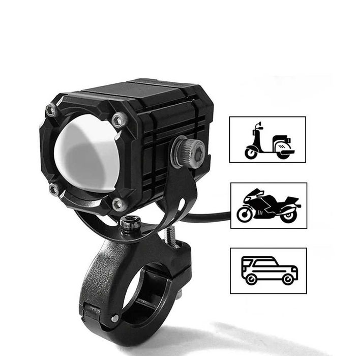 Par de Faróis Auxiliares Bifocais LED 3 Cores Branco/Amarelo/Vermelho