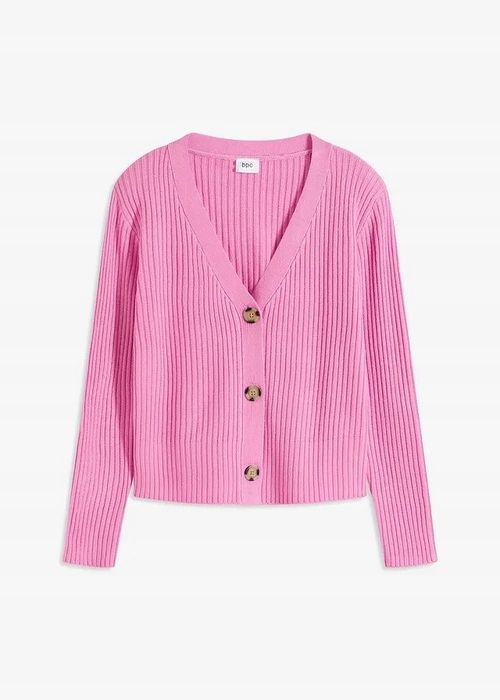 B.P.C różowy sweter rozpinany gruby prążek 48/50.