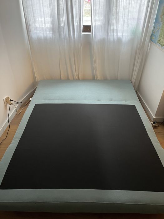 Sofá-cama clic-clac de 2 lugares verde-água