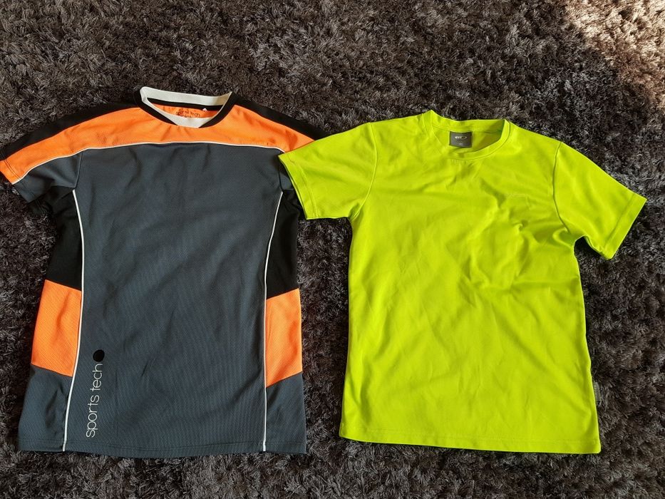 t-shirt koszulka grafitowo-pomarańczowa 152