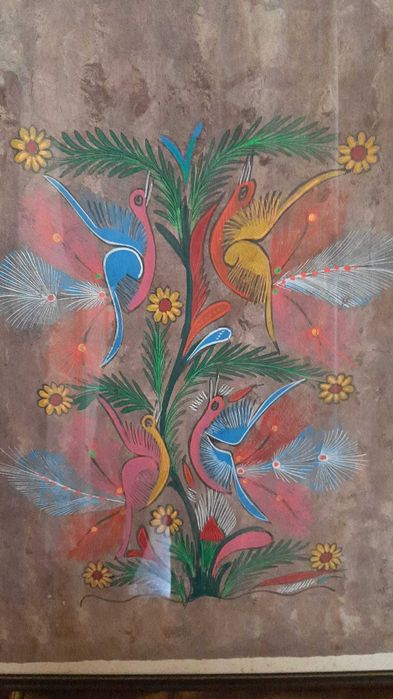 Pergaminho pintado à mão - pavões
