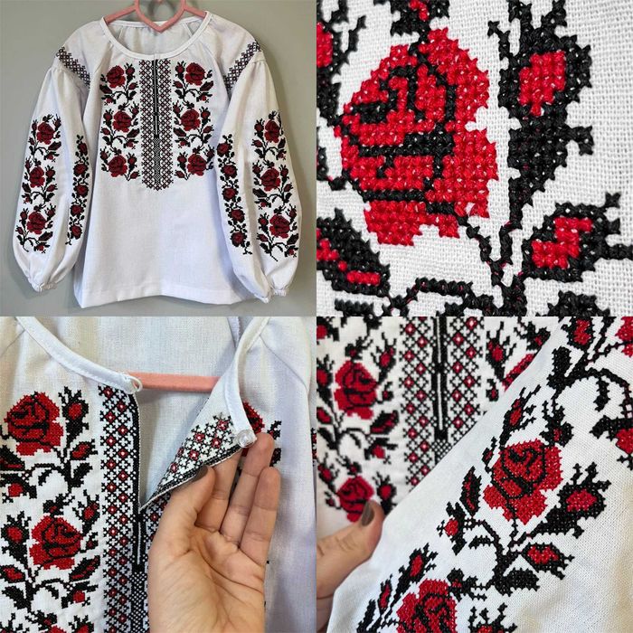 Вишиванка для дівчинки дитяча біла вишита сорочка українська традиційна вишиванка святкова льон довгий рукав