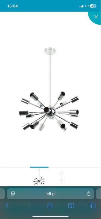 Lampa sutitowa chrom srebrna