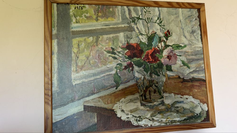 Obraz kwiaty na płótnie z rama 1955