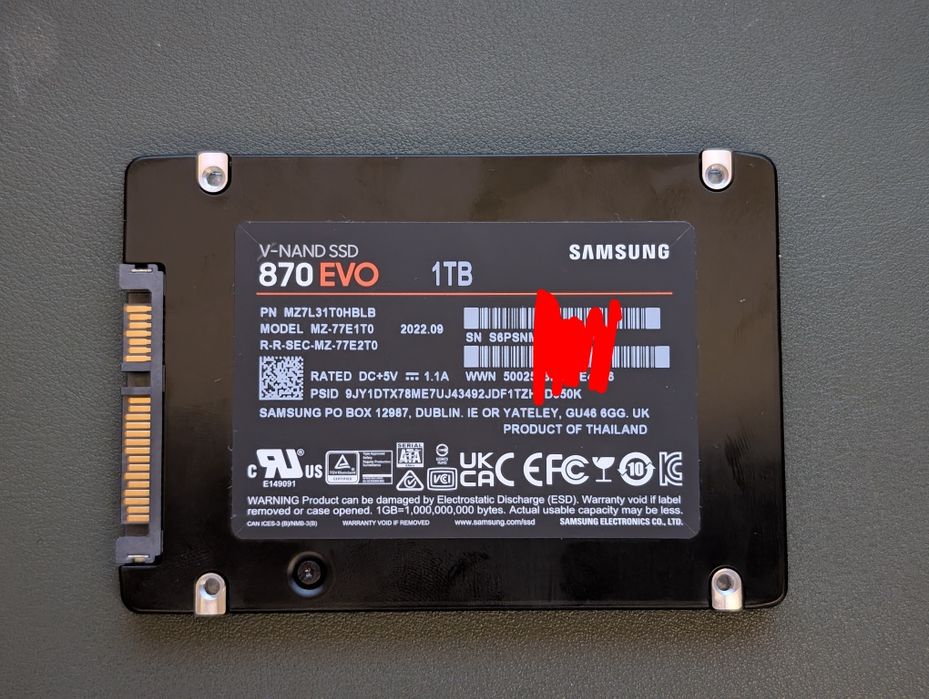 Samsung 870 Evo 1TB, mało używany