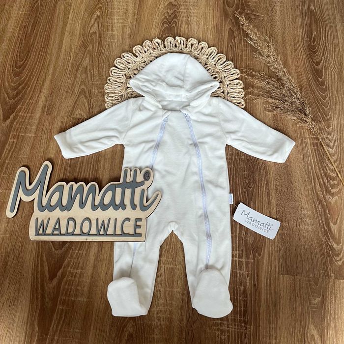 Kombinezon pajac VELVET welur BIAŁY 56