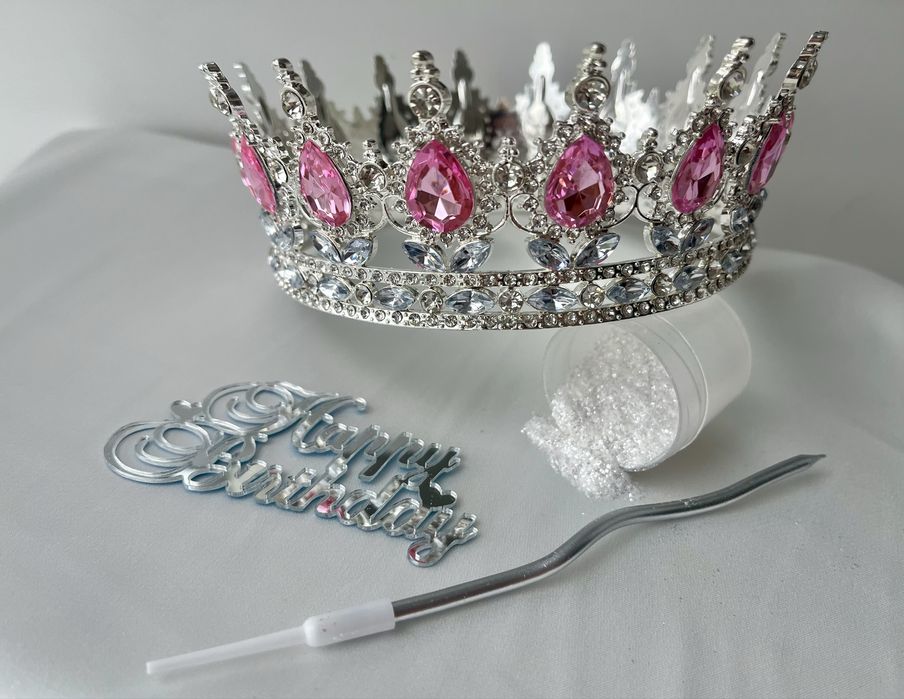 Корона на торт 12 см - 350 грн/ харчові блисківки /надпис/свічка