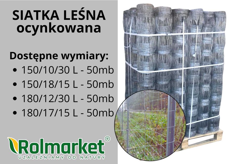 Siatka leśna ocynkowana Polska ogrodzeniowa budowlana SKOBLE Gratis