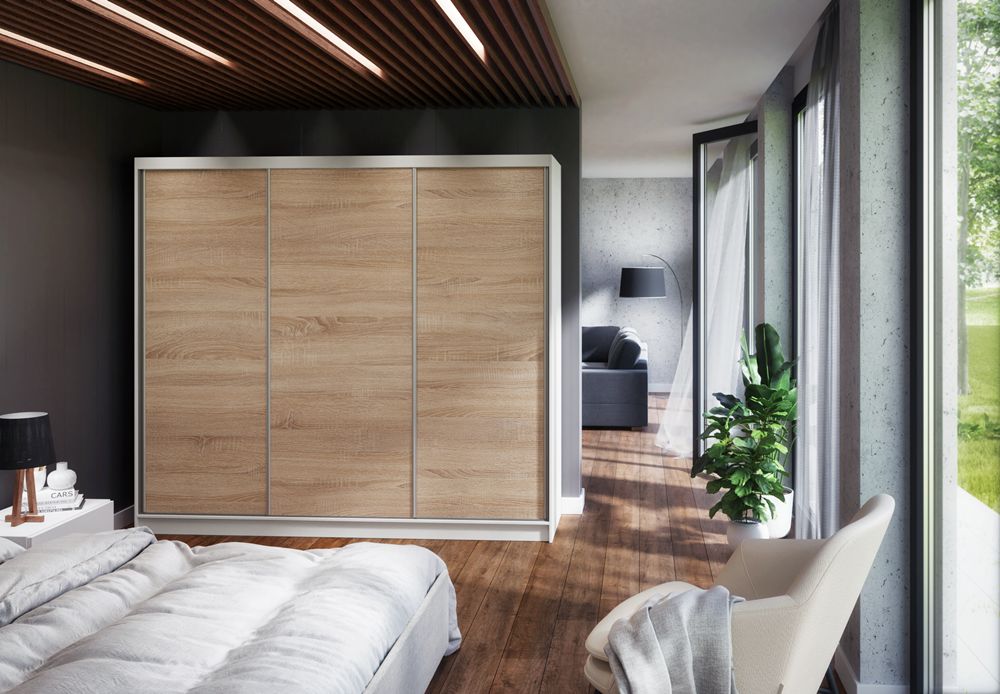 Szafa przesuwna 240 cm trzydrzwiowa bez lustra do sypialni do salonu