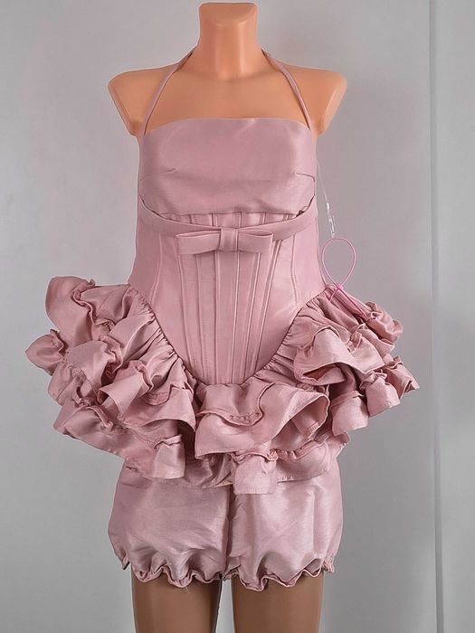 Mini sukienka gorsetowa z falbankami na S/M