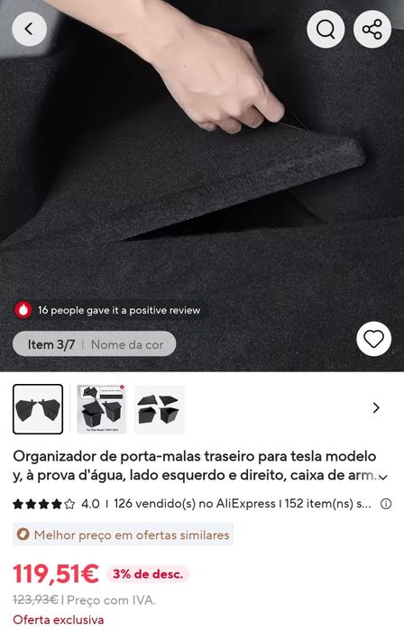 Tesla Y caixas de armazenamento mala