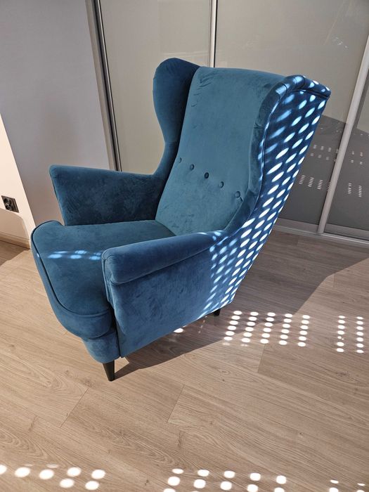 Fotel uszak Strandmon turkusowy Ikea