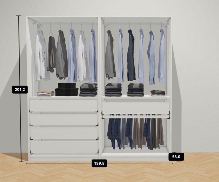 Roupeiro IKEA PAX com portas GRIMO brancas