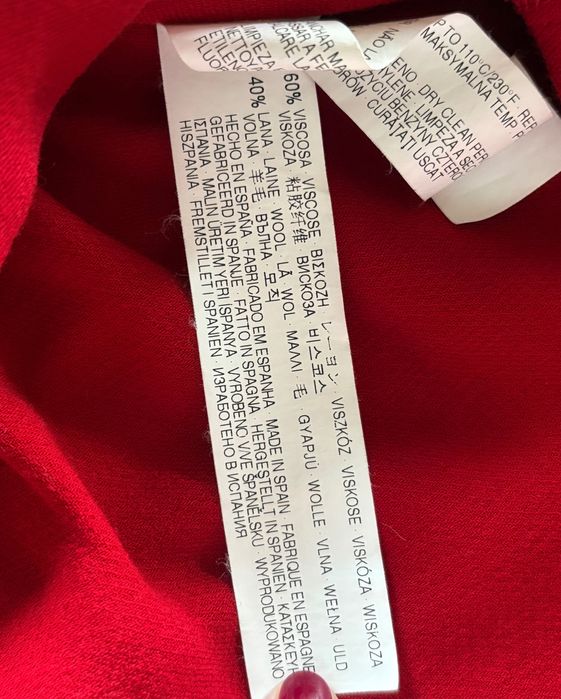 Zara wiskoza wełniana wełna sukienka basic mini czerwona old money