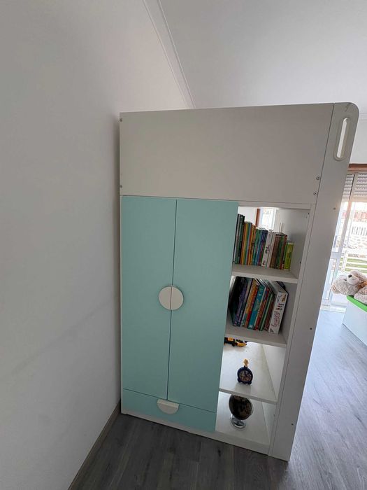 Cama alta com secretária 3 gavetas, Ikea SMASTAD