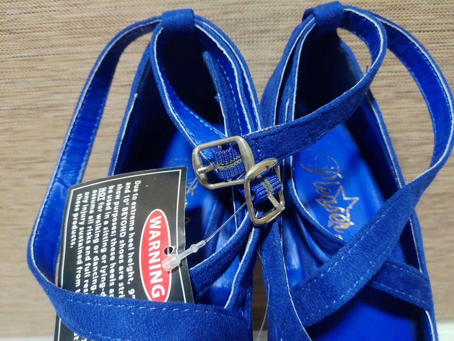 Босоножки туфли стрипы пятёрки синие Pleaser 38 новые
