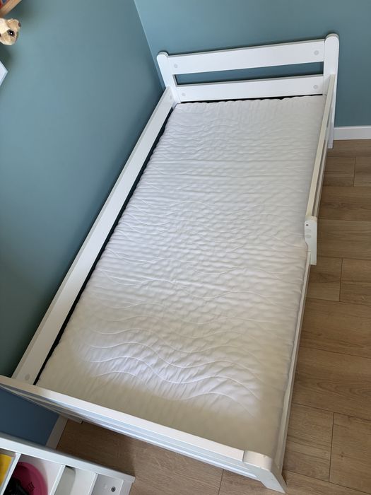 Łóżko dziecięce 160x80 z szufladą i materacem białe