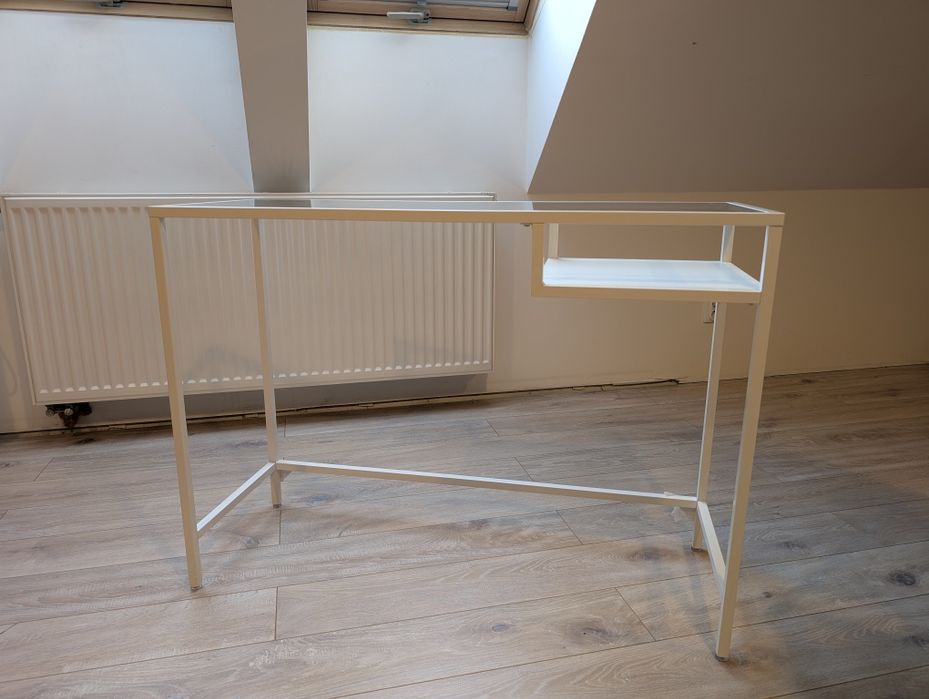 IKEA VITTSJÖ Stolik na laptop, biały/szkło, 100x36 cm Toaletka
