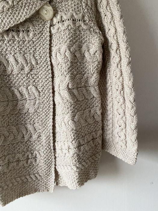 Inis Crafts sweter merino kardigan ireland vintage warkocz aran plecio