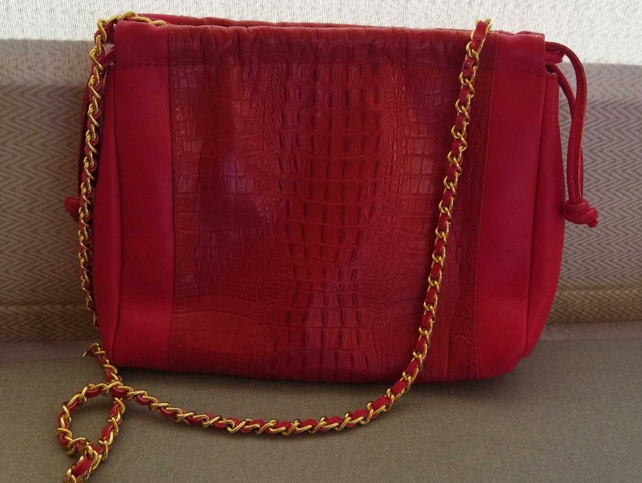 Carteira senhora pele genuína vermelha